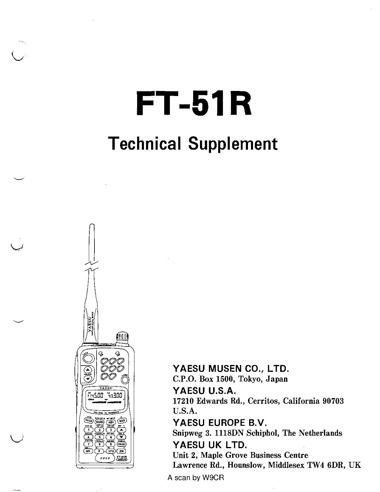 FT-51R Technical Supplement Service Manual