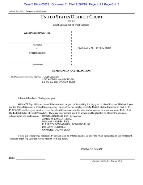 File:Case 2-19-cv-00821 - 2 - Proposed Summons Submitted.pdf
