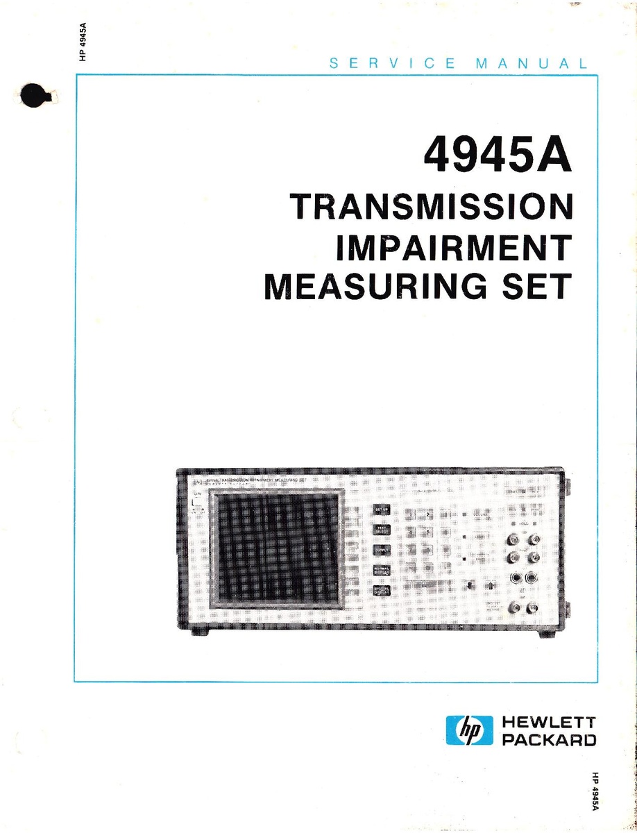 File4945A Transmission Impairment Measuring Set Service Manual 400