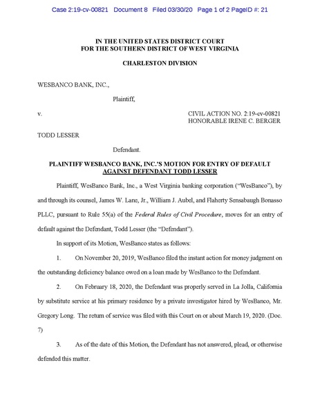 File:Case 2-19-cv-00821 - 8 - Motion-Application-Petition for Entry of Default.pdf